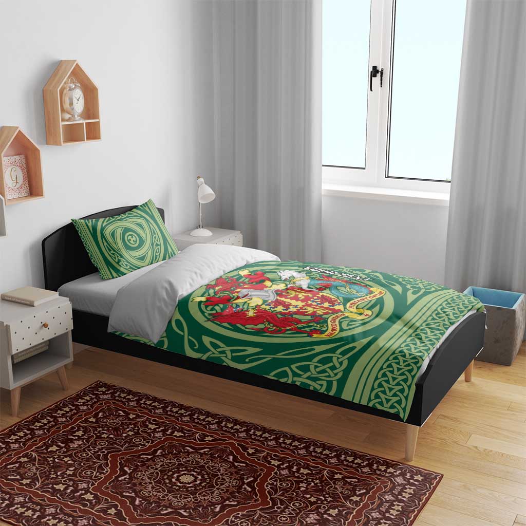 Personalized Carmarthenshire Wales Bedding Set Map and Emblem Celtic Style - Wonder Print Shop