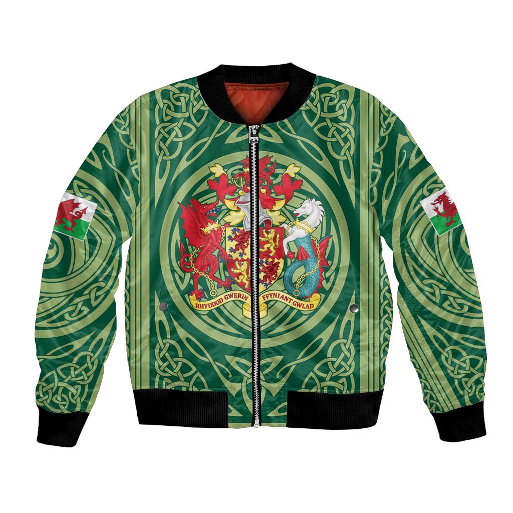 Personalized Carmarthenshire Wales Bomber Jacket Map and Emblem Celtic Style - Wonder Print Shop