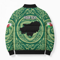 Personalized Carmarthenshire Wales Bomber Puffer Jacket Map and Emblem Celtic Style - Wonder Print Shop
