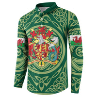 Personalized Carmarthenshire Wales Button Sweatshirt Map and Emblem Celtic Style - Wonder Print Shop