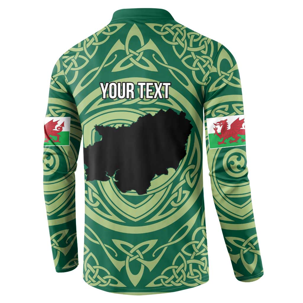 Personalized Carmarthenshire Wales Button Sweatshirt Map and Emblem Celtic Style - Wonder Print Shop