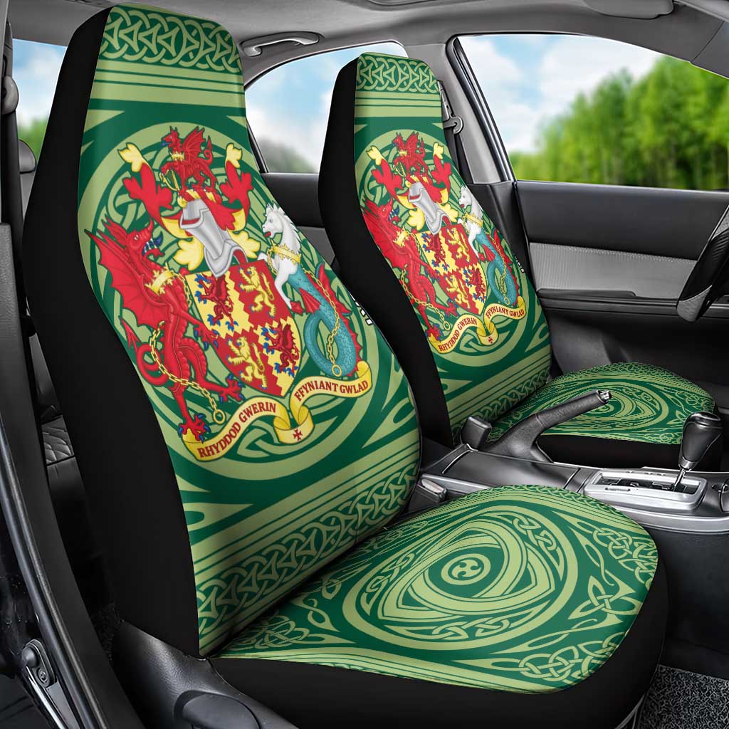 Personalized Carmarthenshire Wales Car Seat Cover Map and Emblem Celtic Style - Wonder Print Shop