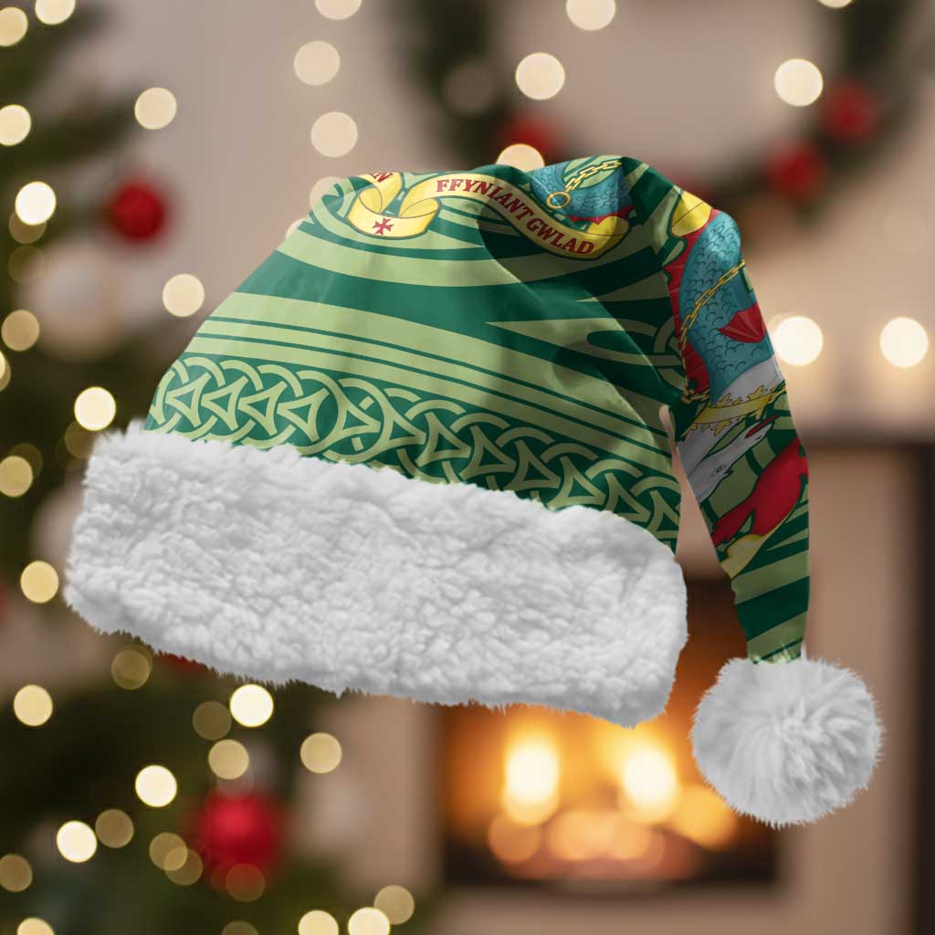 Personalized Carmarthenshire Wales Christmas Santa Hat Map and Emblem Celtic Style - Wonder Print Shop