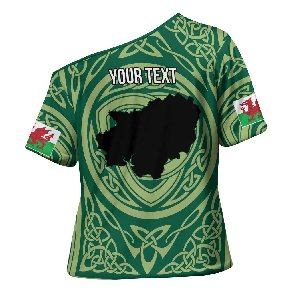 Personalized Carmarthenshire Wales Cross Shoulder Shirt Map and Emblem Celtic Style - Wonder Print Shop