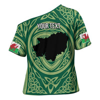 Personalized Carmarthenshire Wales Cross Shoulder Shirt Map and Emblem Celtic Style - Wonder Print Shop