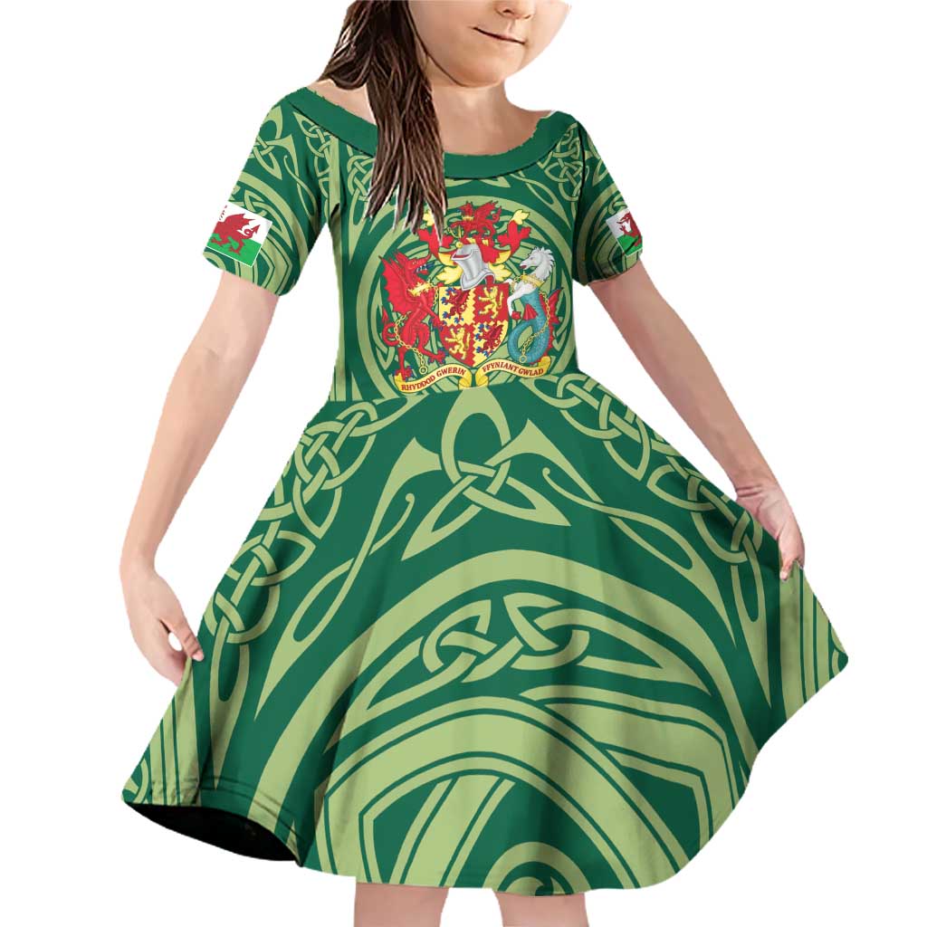 Personalized Carmarthenshire Wales Family Matching Off Shoulder Short Dress and Hawaiian Shirt Map and Emblem Celtic Style - Wonder Print Shop