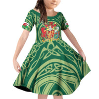 Personalized Carmarthenshire Wales Family Matching Off Shoulder Short Dress and Hawaiian Shirt Map and Emblem Celtic Style - Wonder Print Shop