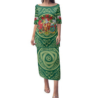 Personalized Carmarthenshire Wales Family Matching Puletasi and Hawaiian Shirt Map and Emblem Celtic Style - Wonder Print Shop