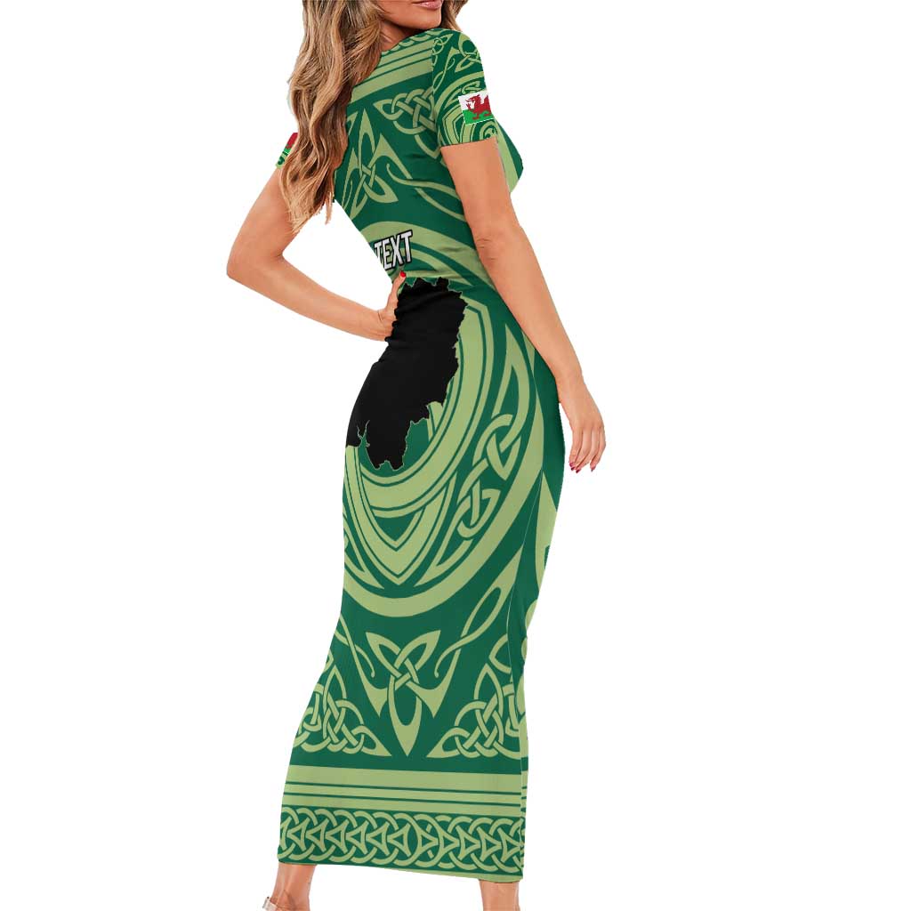 Personalized Carmarthenshire Wales Family Matching Short Sleeve Bodycon Dress and Hawaiian Shirt Map and Emblem Celtic Style - Wonder Print Shop