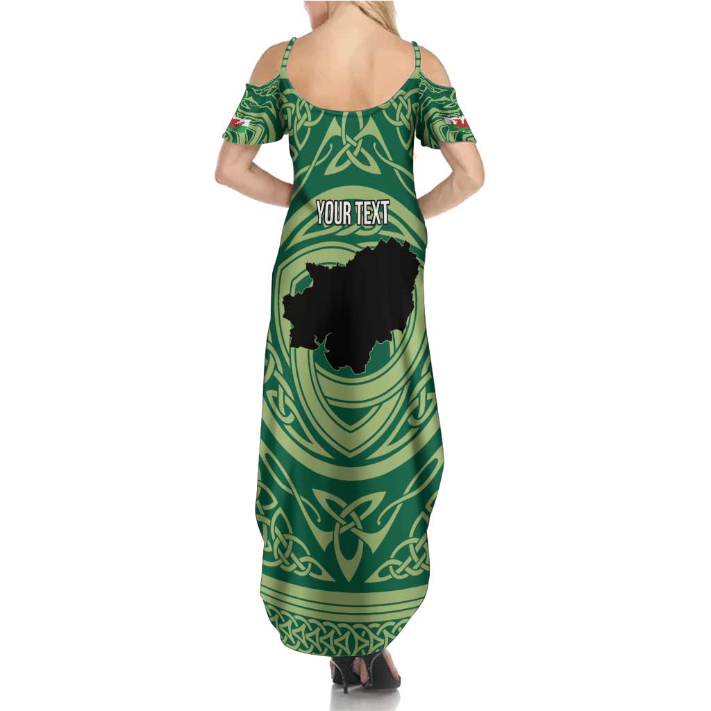Personalized Carmarthenshire Wales Family Matching Summer Maxi Dress and Hawaiian Shirt Map and Emblem Celtic Style - Wonder Print Shop