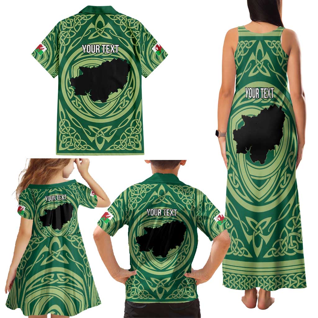 Personalized Carmarthenshire Wales Family Matching Tank Maxi Dress and Hawaiian Shirt Map and Emblem Celtic Style - Wonder Print Shop