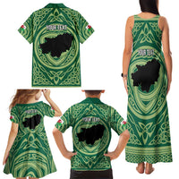 Personalized Carmarthenshire Wales Family Matching Tank Maxi Dress and Hawaiian Shirt Map and Emblem Celtic Style - Wonder Print Shop