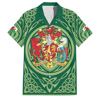 Personalized Carmarthenshire Wales Hawaiian Shirt Map and Emblem Celtic Style - Wonder Print Shop