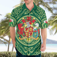 Personalized Carmarthenshire Wales Hawaiian Shirt Map and Emblem Celtic Style - Wonder Print Shop