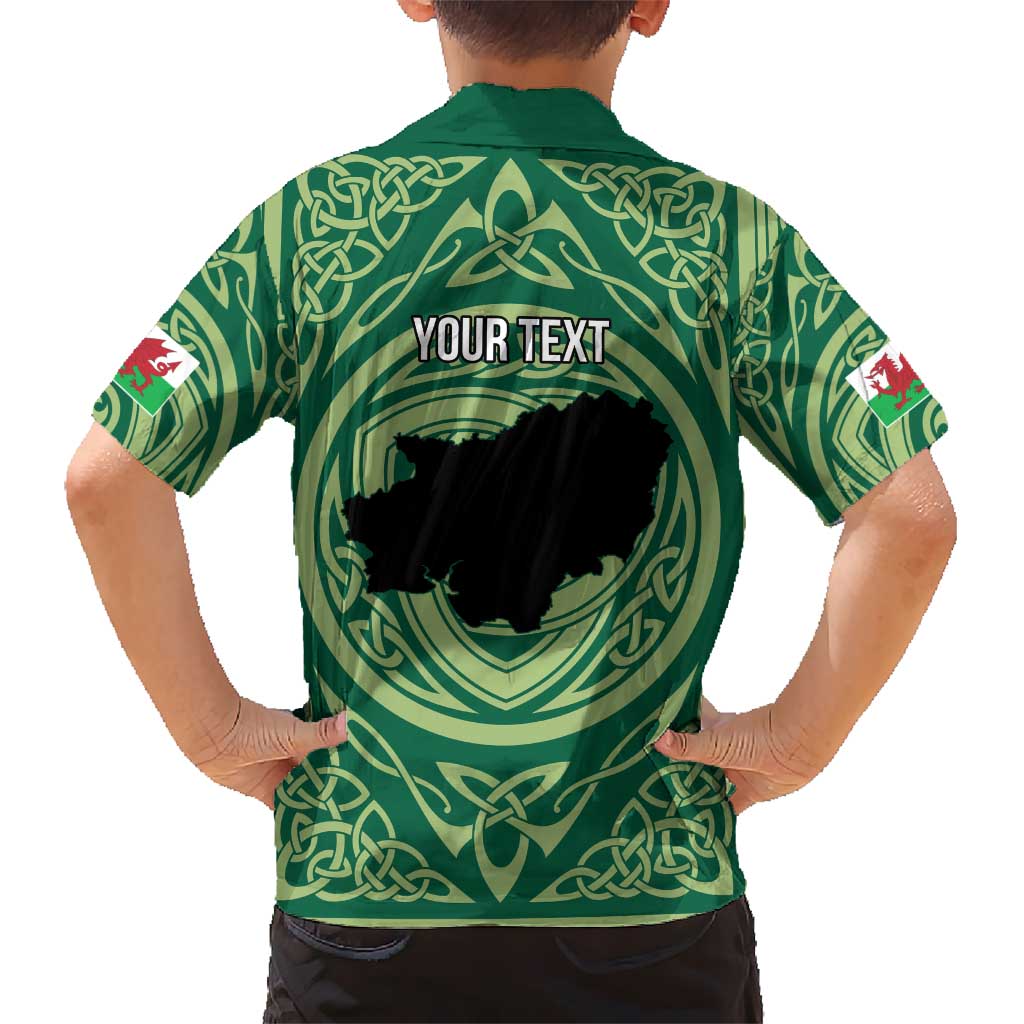 Personalized Carmarthenshire Wales Kid Hawaiian Shirt Map and Emblem Celtic Style - Wonder Print Shop