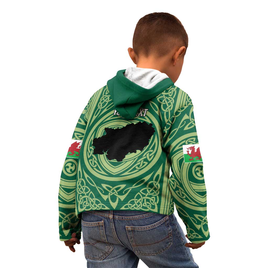 Personalized Carmarthenshire Wales Kid Hoodie Map and Emblem Celtic Style - Wonder Print Shop