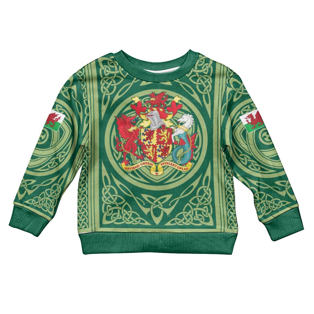 Personalized Carmarthenshire Wales Kid Ugly Christmas Sweater Map and Emblem Celtic Style - Wonder Print Shop