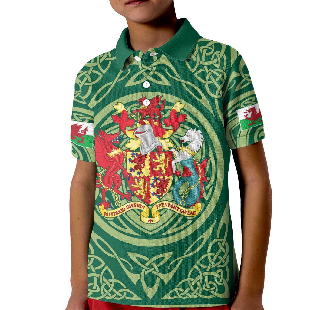 Personalized Carmarthenshire Wales Kid Polo Shirt Map and Emblem Celtic Style - Wonder Print Shop