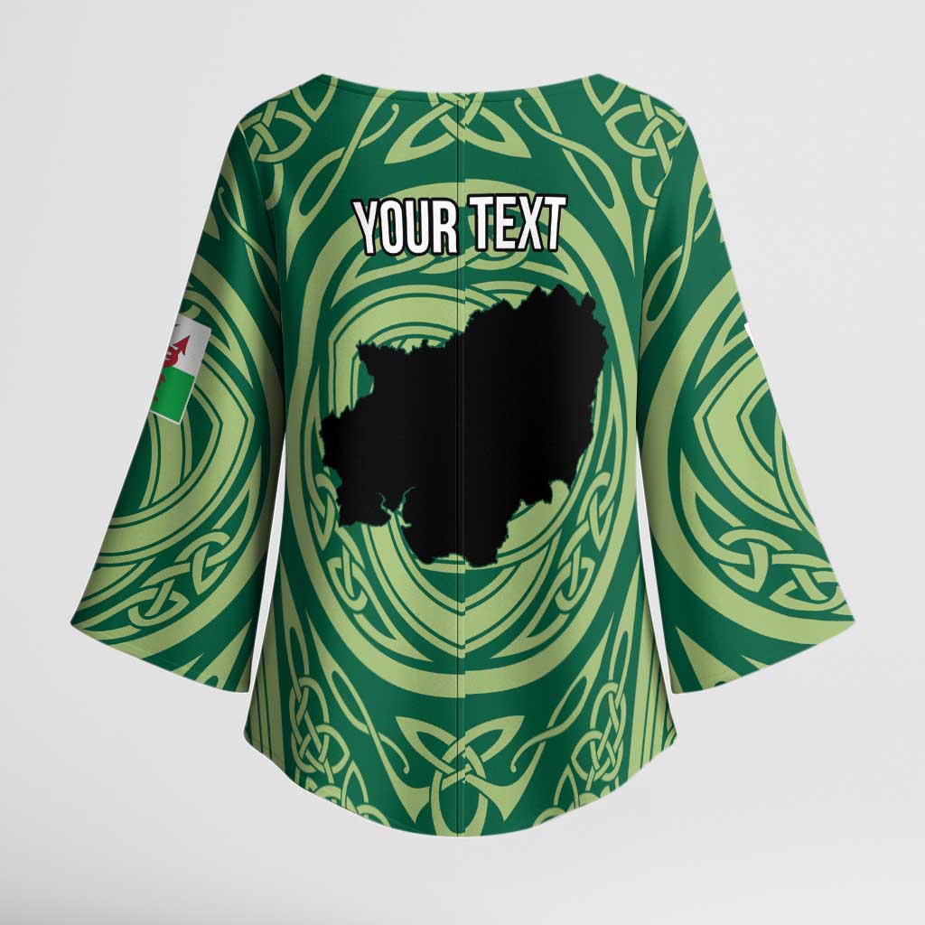 Personalized Carmarthenshire Wales Kimono Sleeve Blouse Map and Emblem Celtic Style - Wonder Print Shop