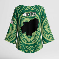 Personalized Carmarthenshire Wales Kimono Sleeve Blouse Map and Emblem Celtic Style - Wonder Print Shop