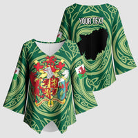 Personalized Carmarthenshire Wales Kimono Sleeve Blouse Map and Emblem Celtic Style - Wonder Print Shop