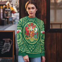 Personalized Carmarthenshire Wales Ugly Christmas Sweater Map and Emblem Celtic Style - Wonder Print Shop