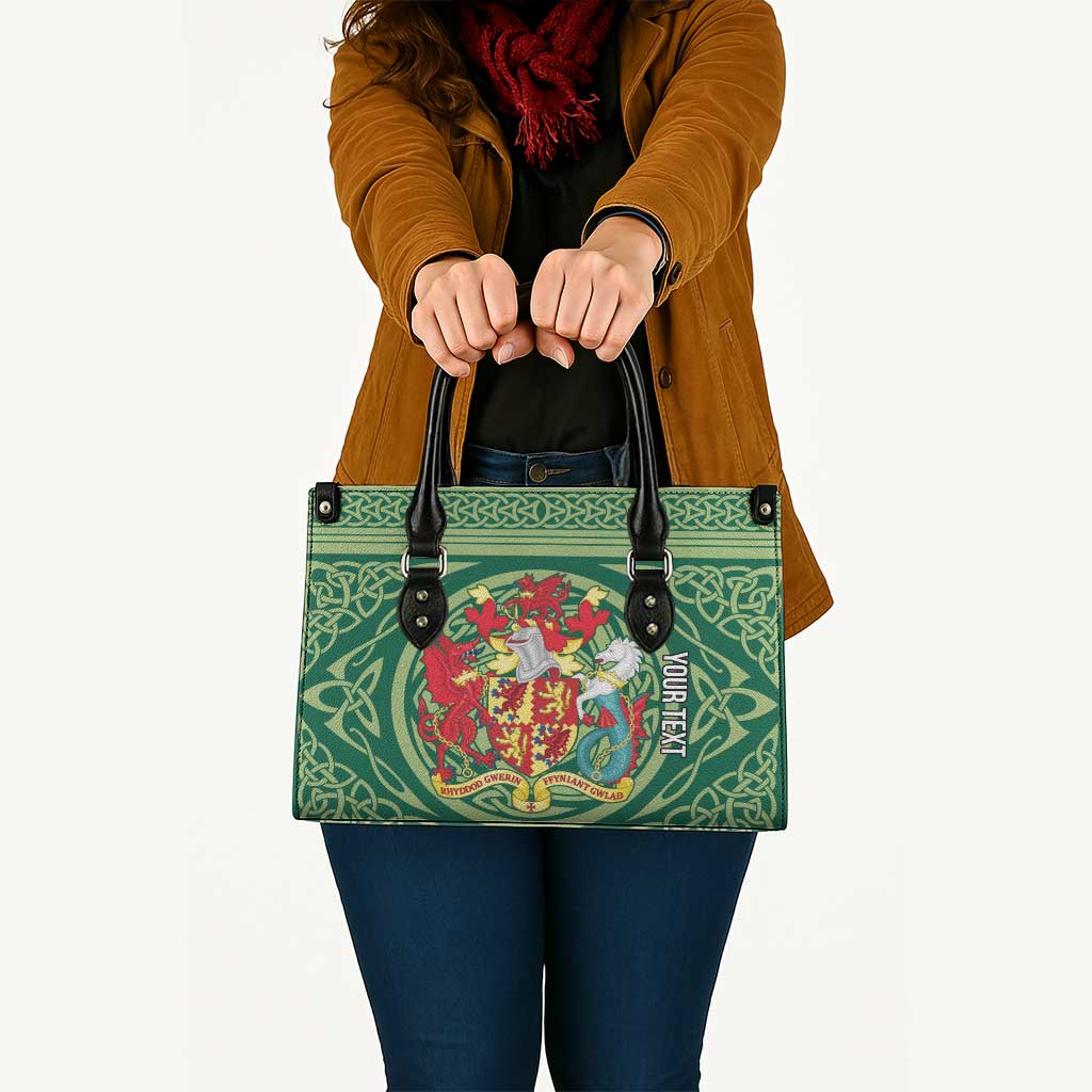 Personalized Carmarthenshire Wales Leather Bag Map and Emblem Celtic Style - Wonder Print Shop