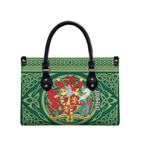 Personalized Carmarthenshire Wales Leather Bag Map and Emblem Celtic Style - Wonder Print Shop