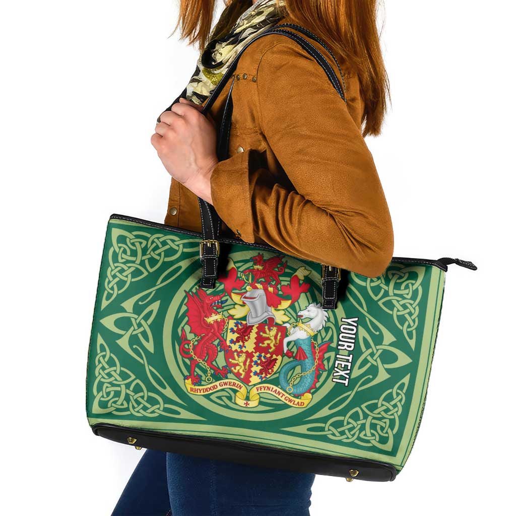 Personalized Carmarthenshire Wales Leather Tote Bag Map and Emblem Celtic Style - Wonder Print Shop