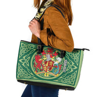 Personalized Carmarthenshire Wales Leather Tote Bag Map and Emblem Celtic Style - Wonder Print Shop