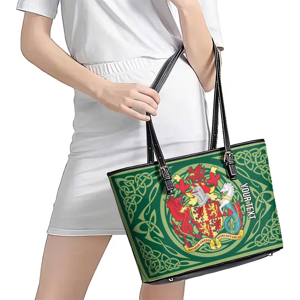 Personalized Carmarthenshire Wales Leather Tote Bag Map and Emblem Celtic Style - Wonder Print Shop