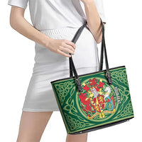 Personalized Carmarthenshire Wales Leather Tote Bag Map and Emblem Celtic Style - Wonder Print Shop