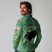 Personalized Carmarthenshire Wales Long Sleeve Polo Shirt Map and Emblem Celtic Style - Wonder Print Shop