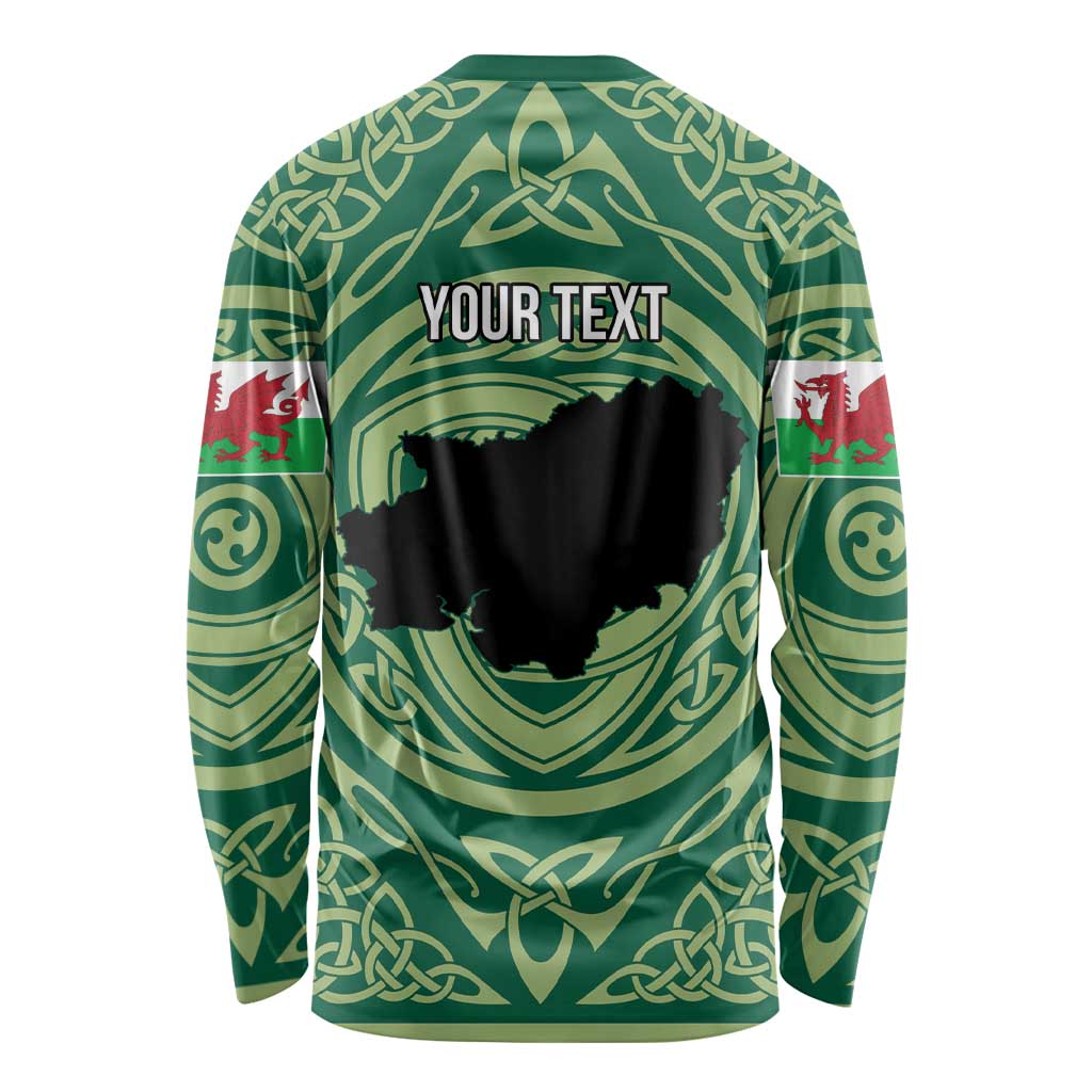 Personalized Carmarthenshire Wales Long Sleeve Shirt Map and Emblem Celtic Style - Wonder Print Shop