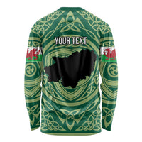 Personalized Carmarthenshire Wales Long Sleeve Shirt Map and Emblem Celtic Style - Wonder Print Shop