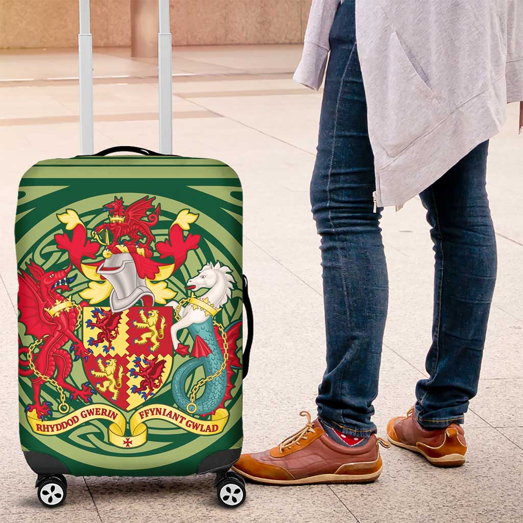 Personalized Carmarthenshire Wales Luggage Cover Map and Emblem Celtic Style - Wonder Print Shop