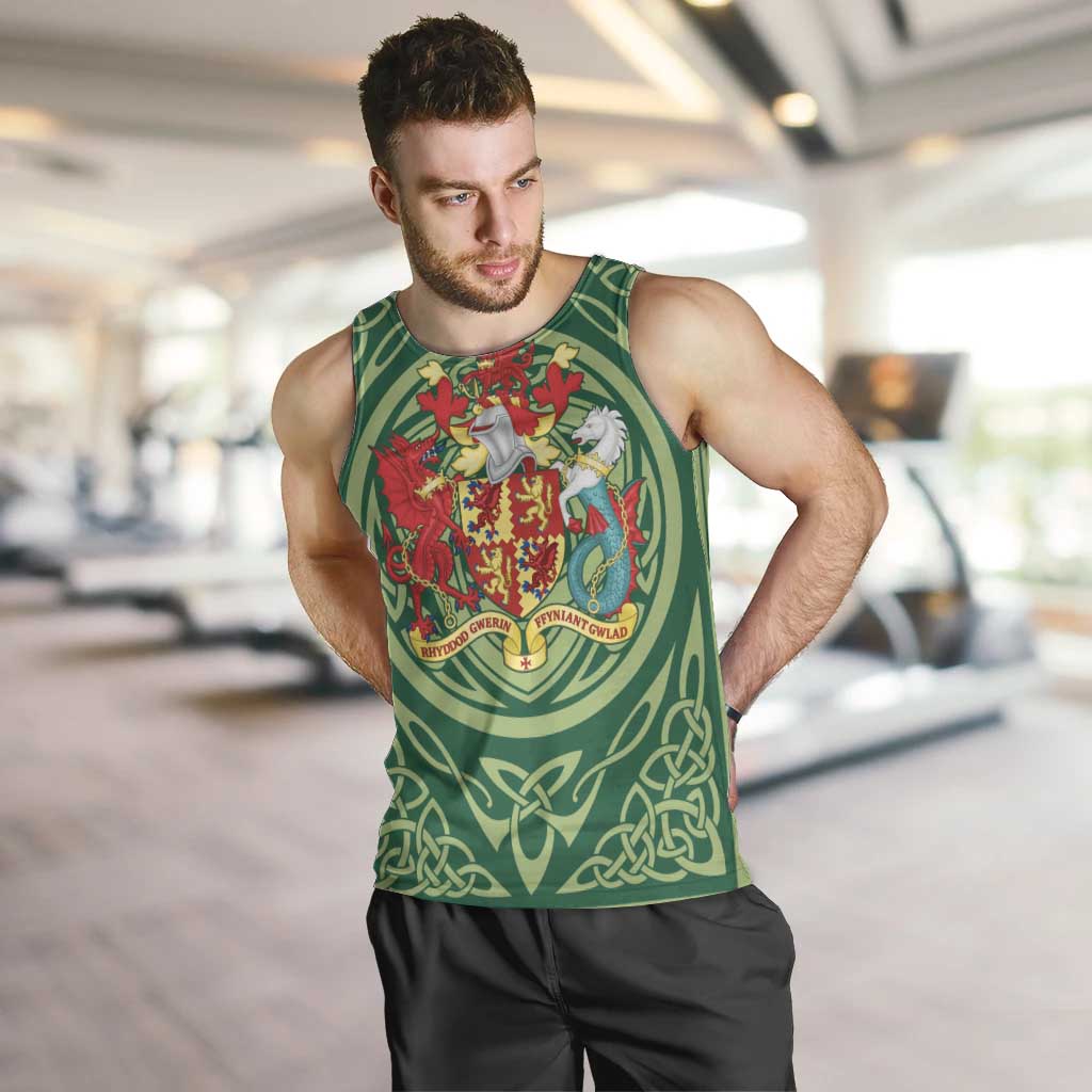 Personalized Carmarthenshire Wales Men Tank Top Map and Emblem Celtic Style - Wonder Print Shop