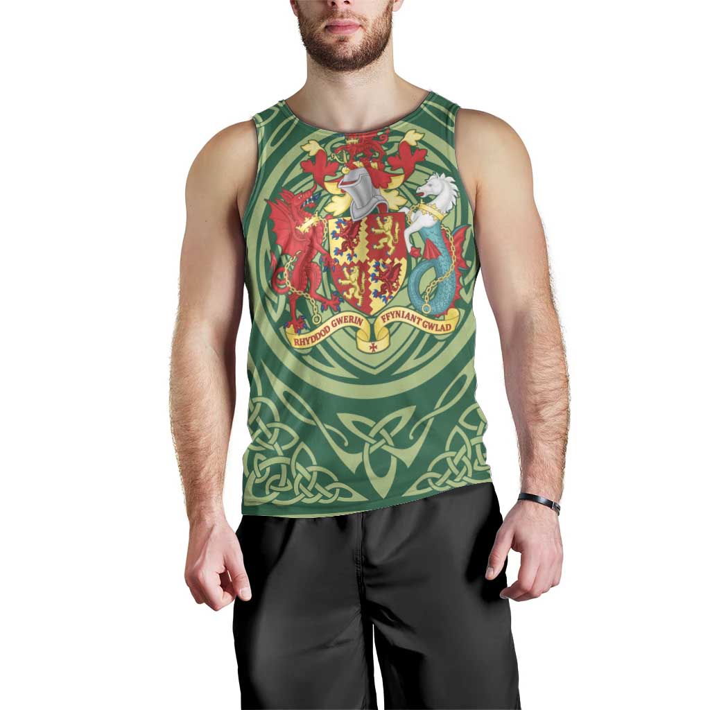 Personalized Carmarthenshire Wales Men Tank Top Map and Emblem Celtic Style - Wonder Print Shop