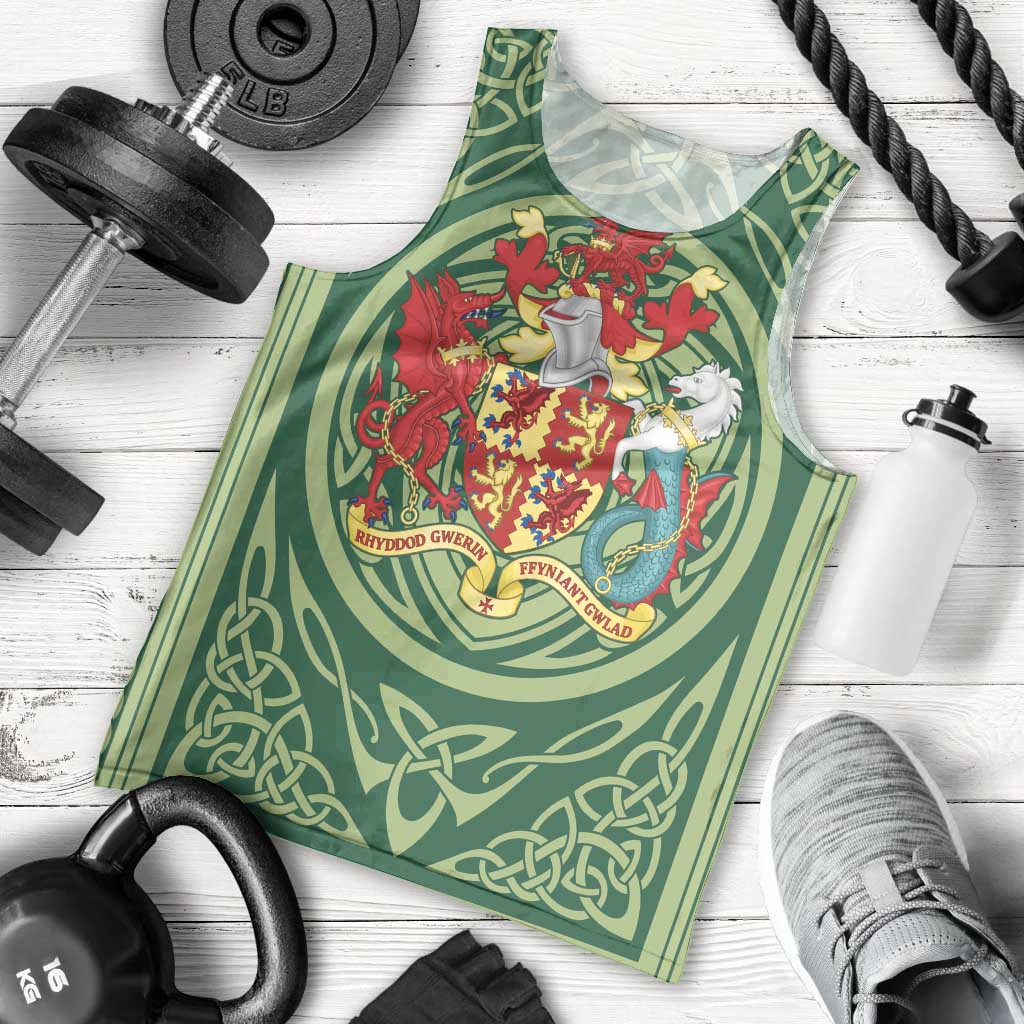 Personalized Carmarthenshire Wales Men Tank Top Map and Emblem Celtic Style - Wonder Print Shop