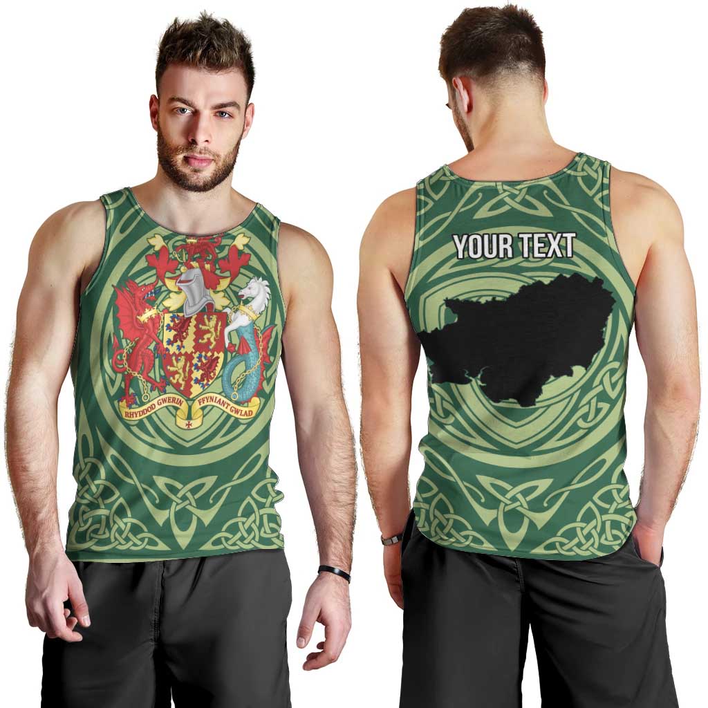 Personalized Carmarthenshire Wales Men Tank Top Map and Emblem Celtic Style - Wonder Print Shop