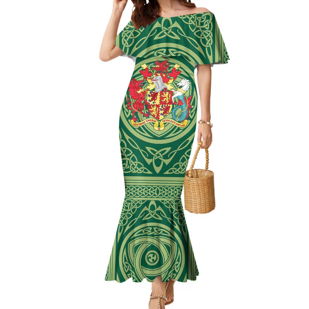 Personalized Carmarthenshire Wales Mermaid Dress Map and Emblem Celtic Style - Wonder Print Shop