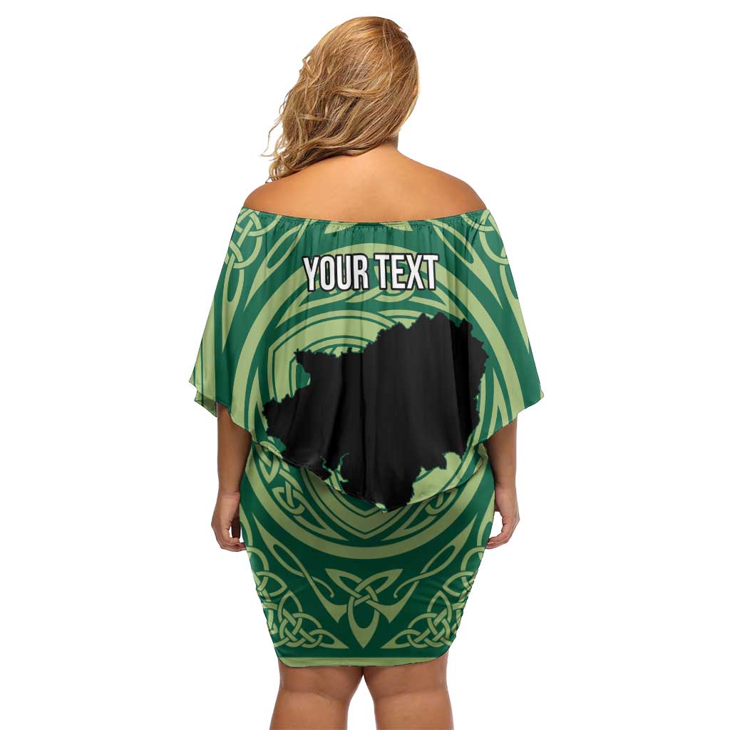 Personalized Carmarthenshire Wales Off Shoulder Short Dress Map and Emblem Celtic Style - Wonder Print Shop