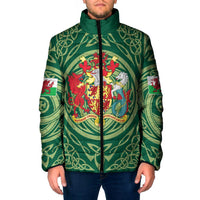 Personalized Carmarthenshire Wales Padded Jacket Map and Emblem Celtic Style - Wonder Print Shop