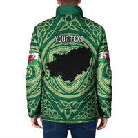 Personalized Carmarthenshire Wales Padded Jacket Map and Emblem Celtic Style - Wonder Print Shop