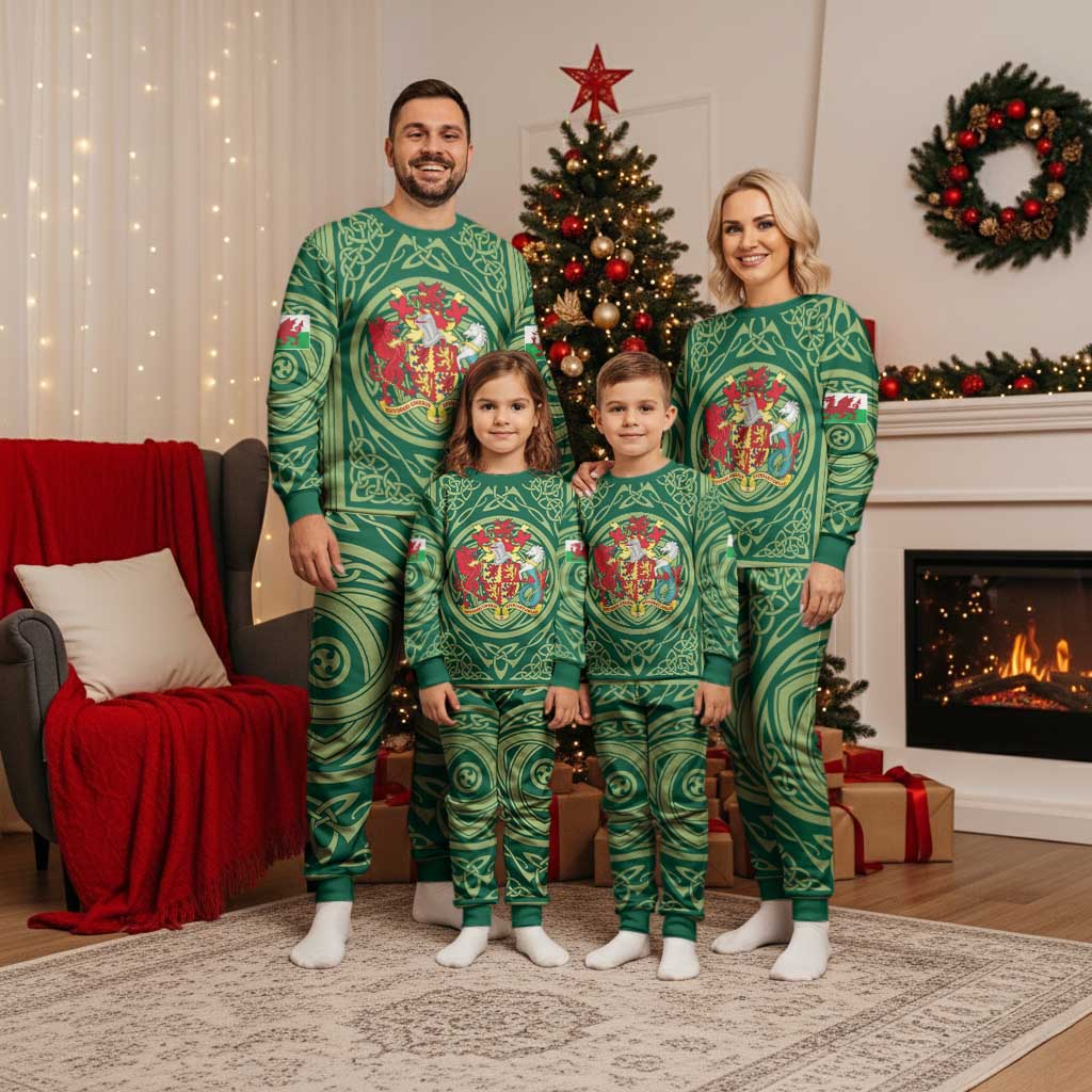 Personalized Carmarthenshire Wales Christmas Pajama Set Map and Emblem Celtic Style - Wonder Print Shop
