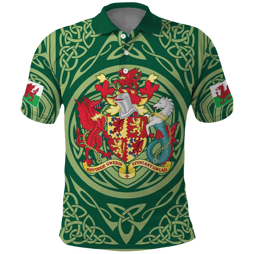 Personalized Carmarthenshire Wales Polo Shirt Map and Emblem Celtic Style - Wonder Print Shop