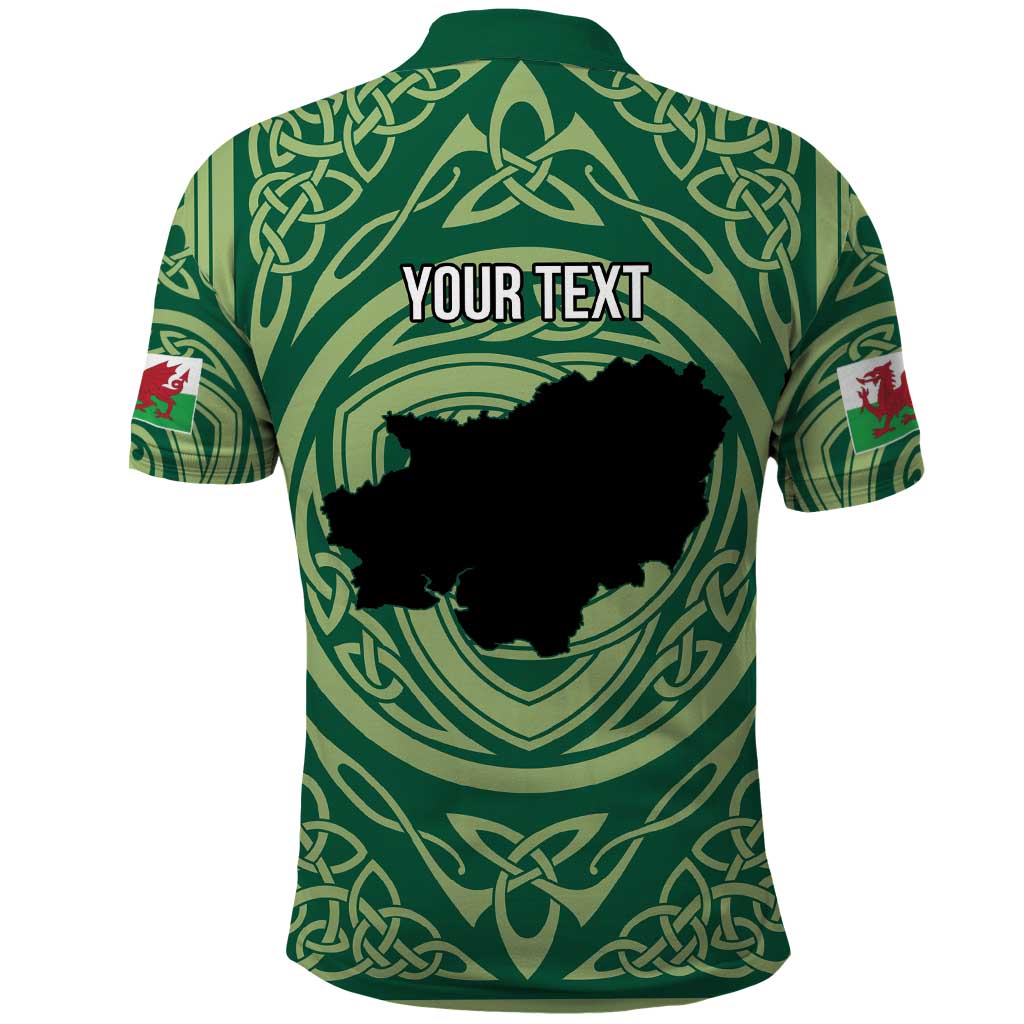 Personalized Carmarthenshire Wales Polo Shirt Map and Emblem Celtic Style - Wonder Print Shop