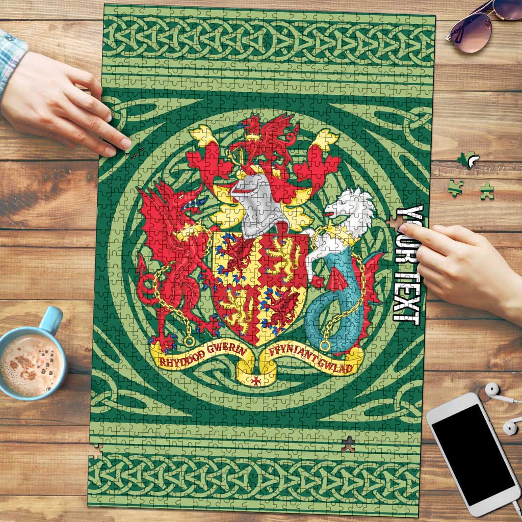 Personalized Carmarthenshire Wales Puzzle Map and Emblem Celtic Style - Wonder Print Shop