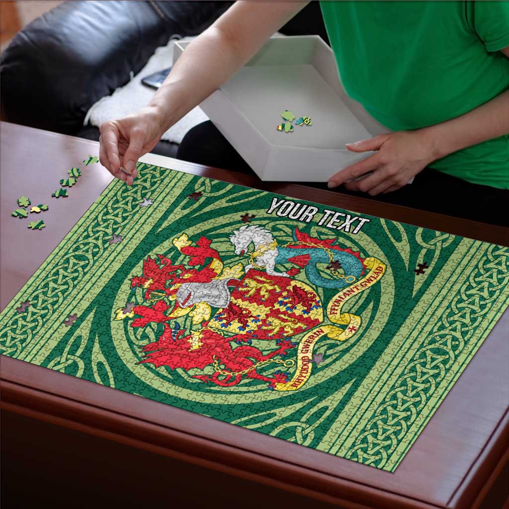 Personalized Carmarthenshire Wales Puzzle Map and Emblem Celtic Style - Wonder Print Shop