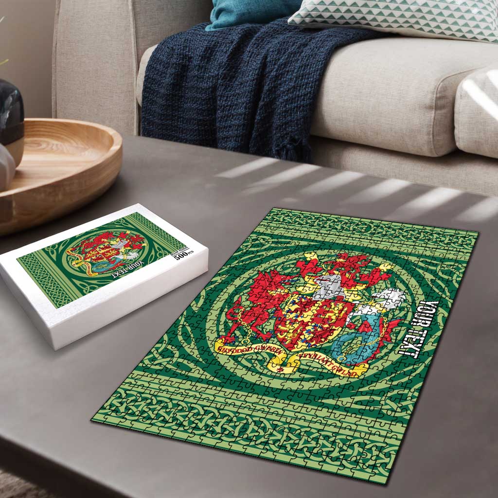 Personalized Carmarthenshire Wales Puzzle Map and Emblem Celtic Style - Wonder Print Shop